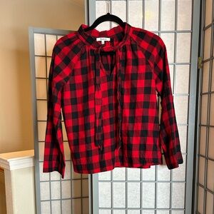 Madewell Red and Black Plaid Top